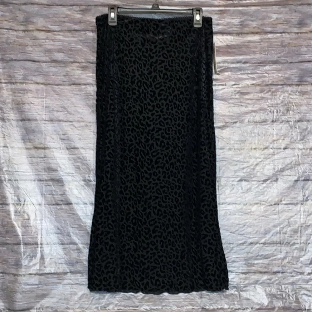 No Boundaries Black Leopard Print Velour Maxi Skirt